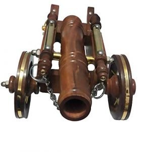 Wooden Vintage Royal Look Folding Cannon Showpiece | Old Civil War Use Handmade Tank | Best for Home and Office Decor | (40cm)