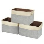 Organizer (Pack of 3)- Grey Collapsible Storage Bins/ Foldable Fabric Cupboard Basket for Cloths (38x27x24cm,Polyester)