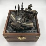 Brass Vintage Nautical Handmade German Sextant De Navigation with Wooden Antique Finish Glass Box