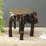 Wooden Metal Polish Decorative Rajastani Hand Polish Elephant Stool | Rajasthani Home Decor Handicrafts | Home Decorative Items in Living Room, Bedroom, Office | (12 inch)