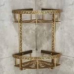 Antique Aluminum Double Tier Corner Antique Finish Bathroom Kitchen Shelf - Image 8