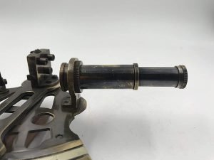 Brass Vintage Nautical Handmade German Sextant De Navigation with Wooden Antique Finish Glass Box - Image 4