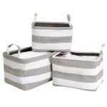 Cotton Eco-Friendly Cloth Storage Basket Bin Organizer, Brown - Pack of 3