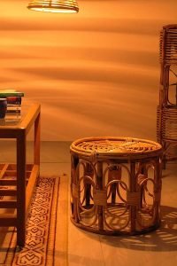 Handcrafted Antique Vintage Look Cane Wicker Rattan Stool Ottoman Chair for Living Room Furniture Patio Home Balcony Garden Varnish Brown - Image 2
