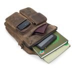 Unisex Hunter Leather 11”Inch Multi Pocket Messenger Bags, (Coffee Brown) - Image 4