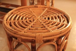 Handcrafted Antique Vintage Look Cane Wicker Rattan Stool Ottoman Chair for Living Room Furniture Patio Home Balcony Garden Varnish Brown - Image 3