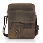 Real Leather 11" Inch Multi-Pocket Messenger Bags (Brown)