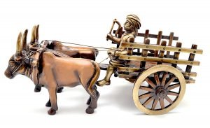 Two Moustaches Vintage Bullock Cart Design Brass Decor Showpiece - Image 3