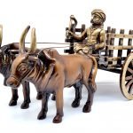 Two Moustaches Vintage Bullock Cart Design Brass Decor Showpiece