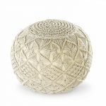 Handwoven and Knitted Cotton Macramé Pouf, Ottoman/Footrest, Small Furniture for The Living Room, Bedroom and Kids (Natural, 18x18x14inches)