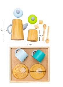 Wooden Pretend Play Tea Set with Tray (15 Pieces) - Image 4