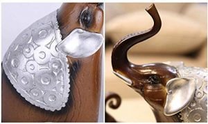 Thai Style Elephant Figurines Mother & Child Elephant Fengshui Resin Sculptures for Home Decor Ornament - (Set of 2, Brown) - Image 4