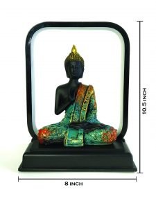 Multicolor 10.5 Inch Palm Buddha Statue Led Lamp Decorative Set for Home Décor - Image 3