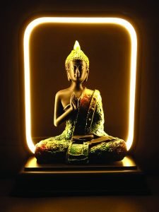 Multicolor 10.5 Inch Palm Buddha Statue Led Lamp Decorative Set for Home Décor - Image 2