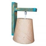 Tango Teal Wooden Wall Mount Sconce lamp with Jute Burlap lampshade - Ideal for Night lamp and Decorative Lighting - Image 2