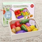 Wooden Play Food for Kids Kitchen toys for toddlers Cutting Pretend Toy Food wooden Fruits Vegetables Gift for Boys Girls Educational Toys - Image 2