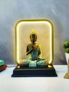 Multicolor 10.5 Inch Palm Buddha Statue Led Lamp Decorative Set for Home Décor