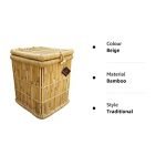 Eco-Friendly Natural Bamboo Cane Jute Rope Hand Made Laundry Basket/Wicker/Storage Box-I Piece - Image 2