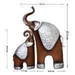 Thai Style Elephant Figurines Mother & Child Elephant Fengshui Resin Sculptures for Home Decor Ornament - (Set of 2, Brown) - Image 3