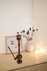 Decoration Items for Home Party Wood Hookah 10 inch | Ecofriendly Handicraft Decor Items, Show Pieces for Home Decor Living Room bar sheesham Wood and Brass Special Addition Hookah Pot - Image 3