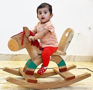 Rocking Horse | Pure Neem Wooden Swinging Horse Toy for Kids of Age 1 to 5 Years | for Balance & Coordination - Image 3