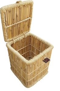 Eco-Friendly Natural Bamboo Cane Jute Rope Hand Made Laundry Basket/Wicker/Storage Box-I Piece - Image 5