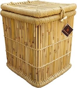 Eco-Friendly Natural Bamboo Cane Jute Rope Hand Made Laundry Basket/Wicker/Storage Box-I Piece