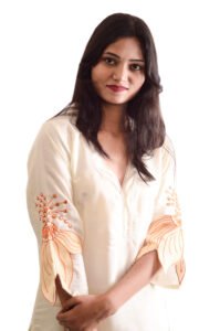 Women 100% Muslin cotton with Embroidery  Kurta Pant Set - Beige color - Image 5